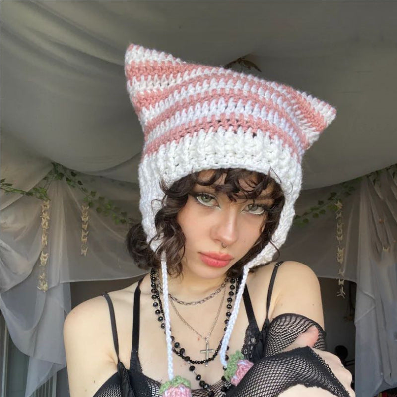 CAT MODE 🐈 Striped Knit Beanie