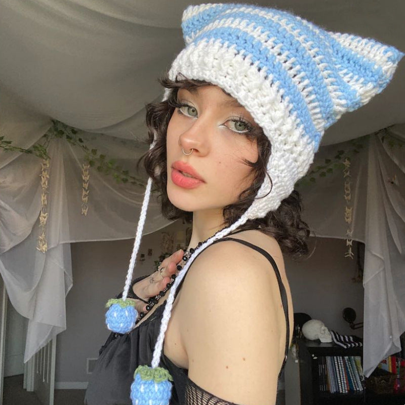 CAT MODE 🐈 Striped Knit Beanie